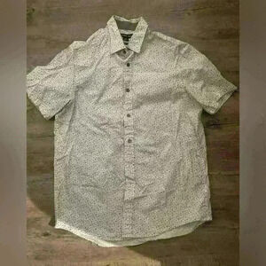 michael kors classic fit black and white dressy button up short sleeve shirt M